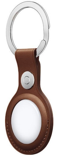 Rosso Deluxe Keychain Case Leather for AirTag in Brown color
