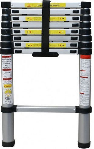Telescopic Ladder Aluminum 10 of Steps with Maximum Height 2.9m