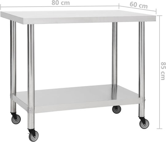 vidaXL Ανοξείδωτο Τραπέζι Μ80xΒ60xΥ85cm