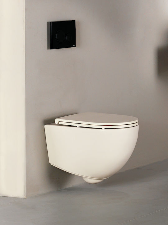 Bianco Ceramica Lenta Toaletă montată pe perete Fără margine cu Subțire Capac Închidere lentă Albă