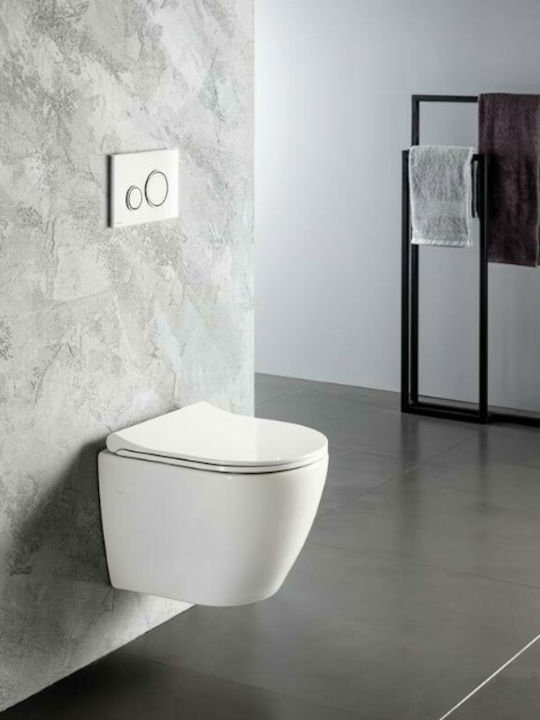 Bianco Ceramica Vito Λεκάνη Κρεμαστή με Slim Κάλυμμα Λευκή