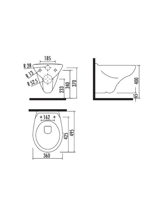Tema Wall-Mounted Toilet with Flush with Cover Soft Close White