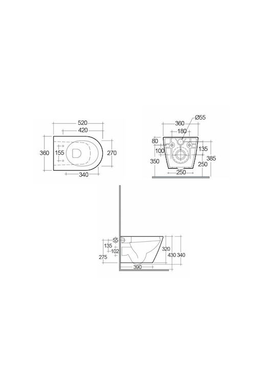 Rak Ceramics Feeling Λεκάνη Κρεμαστή Rimless Black Matt