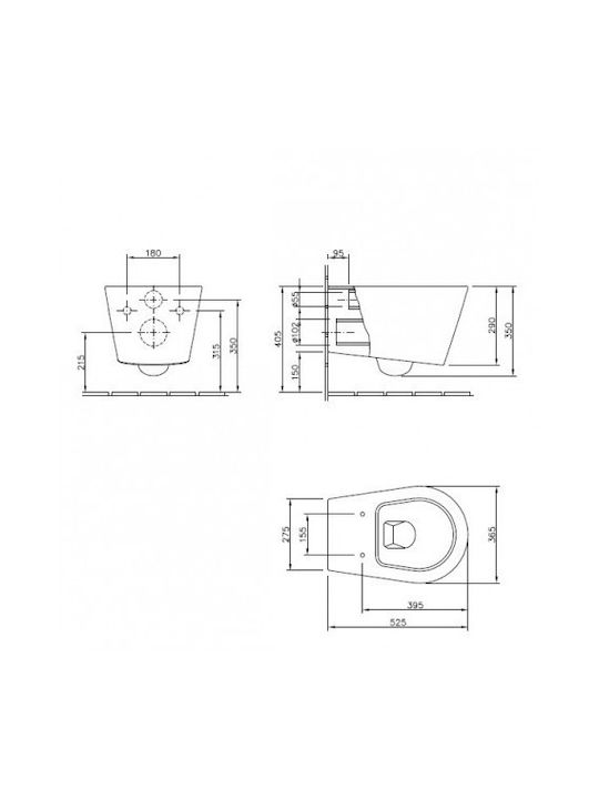 Sanitana Glam Wandhängende Toilette mit Deckel Thermodur Sanftes Schließen Weiße