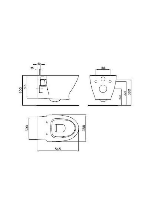 Sanitana PopArt Wandhängende Toilette mit Deckel Thermodur Weiße Thermodur