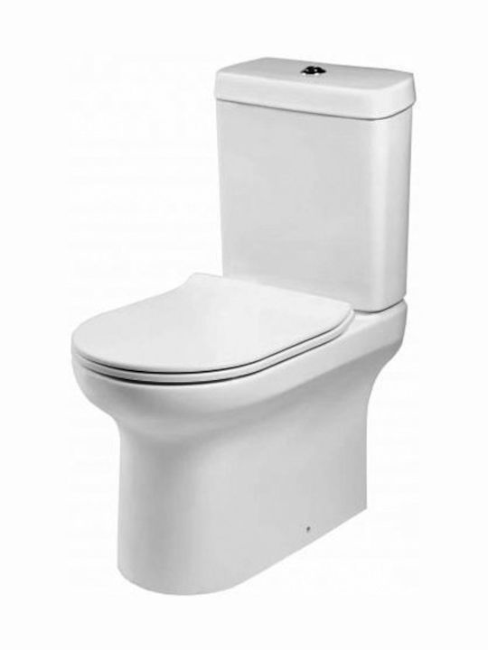 Huida Fontana Floor-Standing Toilet with Floor Trap and Flush that Includes Soft Close Cover White