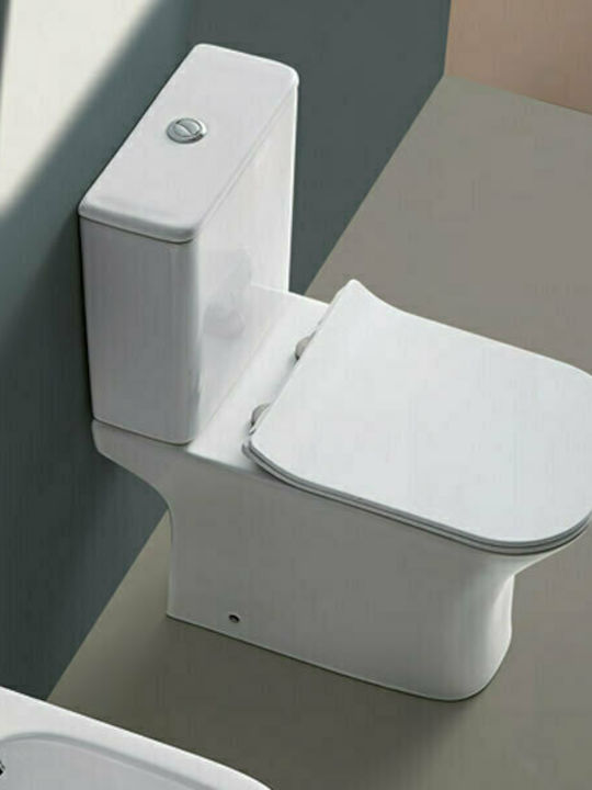 Ceramita Storm Stehende Toilette Randlos mit Spülung mit Deckel Sanftes Schließen Weiße