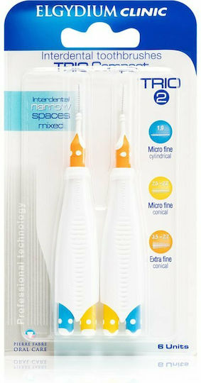 Elgydium Trio Compact 2 Ανταλλακτικά για Μεσοδόντια Βουρτσάκια με Λαβή Mixed 6τμχ