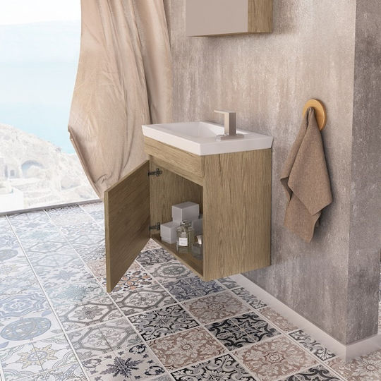 Drop Luxus 60 Countertop with Sink & Mirror L60xW31xH50cm PL Wood