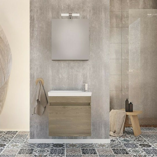 Drop Luxus 60 Countertop with Sink & Mirror L60xW31xH50cm PL Wood