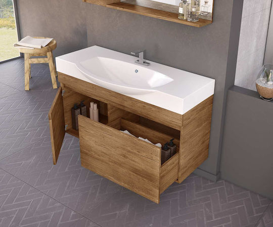 Drop Senso 85 Шкаф със Мивка & Огледало със светлина Д82xШ38xВ50см PL Wood