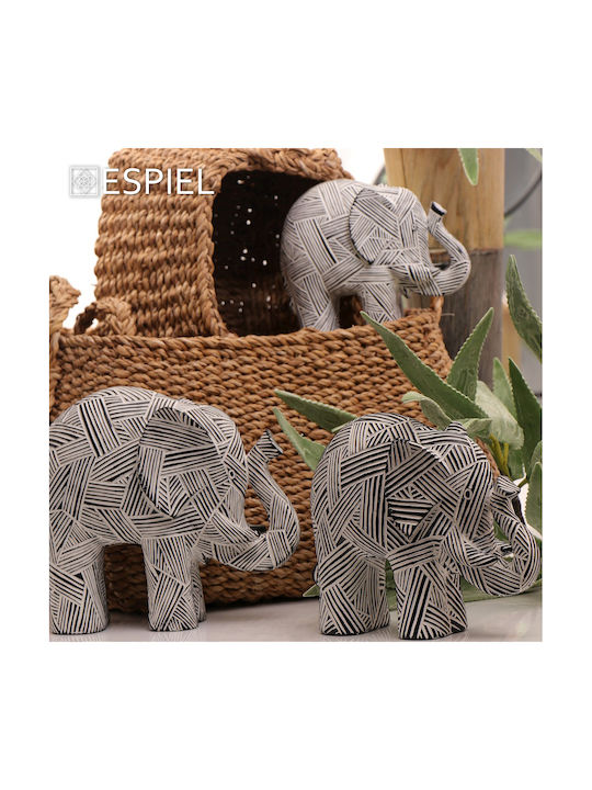 Espiel Decorative Elephant Polyresin in Black - White 22.3x9.1x18.8cm 1pcs