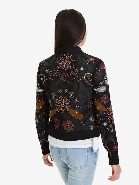 Desigual Karin Women's Short Bomber Jacket for Spring or Autumn Black