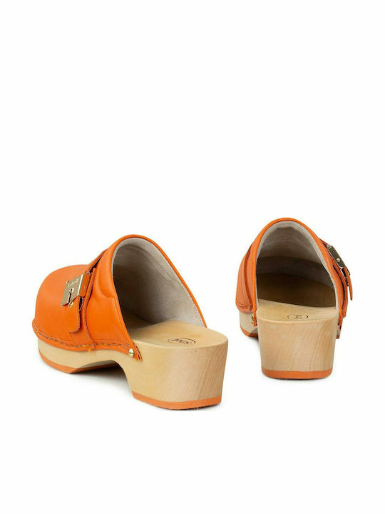 Scholl Pescura Clog 50 Women's Leather Clogs Orange