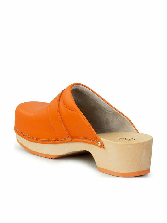 Scholl Pescura Clog 50 Women's Leather Clogs Orange