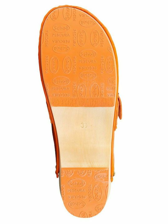 Scholl Pescura Clog 50 Women's Leather Clogs Orange