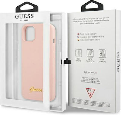 Guess Script Gold Logo Magsafe Coperta din spate Silicon Light Pink (iPhone 13 Pro Max) GUHMP13XLSLMGLP