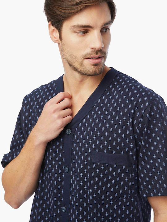 Minerva Men's Summer Pajamas Set Blue Diamond