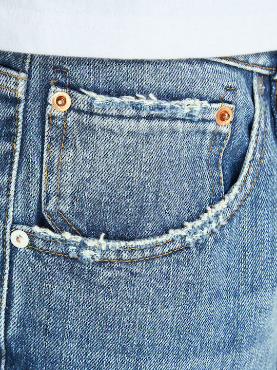 Frank Men's Cropped Jeans Pants With Regular Tapered Fit Blue