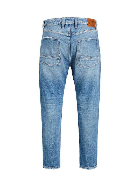 Frank Men's Cropped Jeans Pants With Regular Tapered Fit Blue