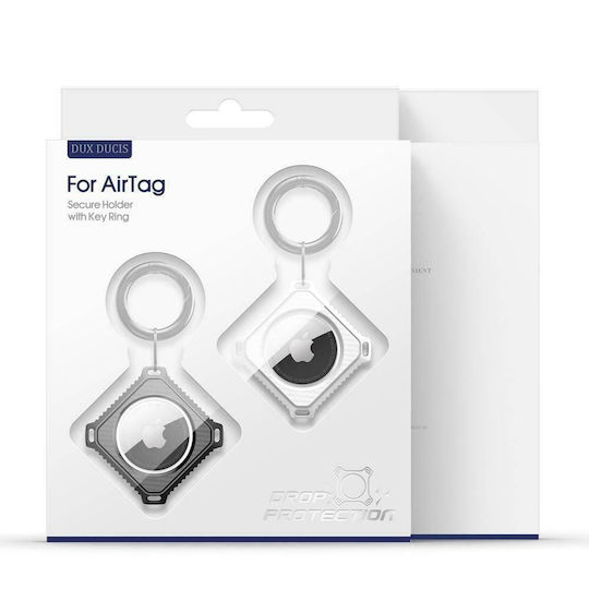 Dux Ducis Flexible Loop Schlüsselbund-Etui Silikon für AirTag Black/White