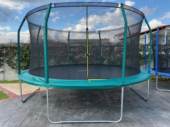 Trampolino Τραμπολίνο Εξωτερικού Χώρου Διαμέτρου 365εκ. με Προστατευτικό Δίχτυ & Σκάλα Πράσινο