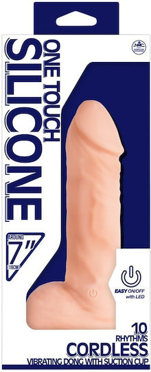 Nanma One Touch Silicone Cordless Ρεαλιστικό Dildo με Όρχεις και Βεντούζα Flesh 18cm