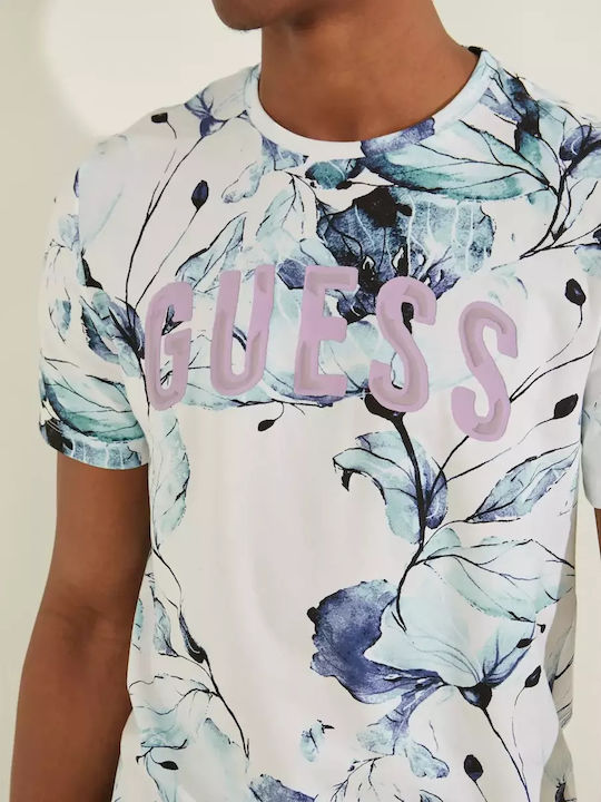 Guess T-shirt Bărbătesc cu Mânecă Scurtă Alb