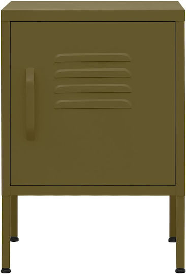 Metallic Bedside Table Λαδί 35x35x51cm