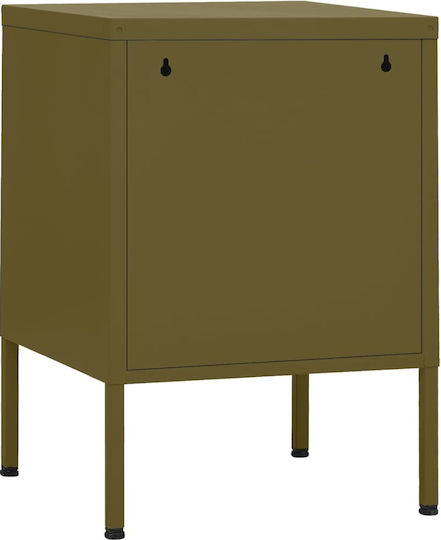 Metallic Bedside Table Λαδί 35x35x51cm