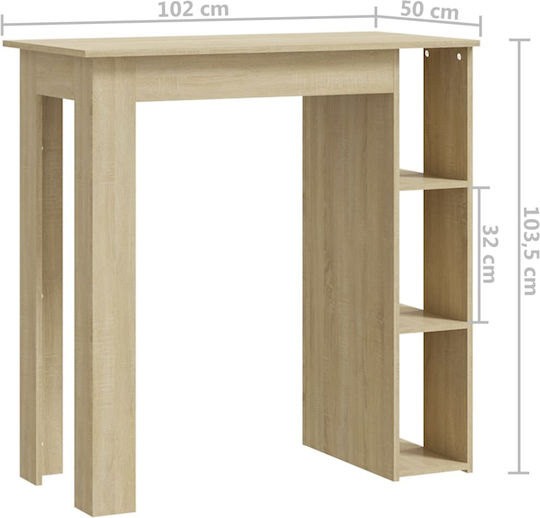 Sonoma Oak Wooden Bar Table Sonoma 102x50x103.5cm