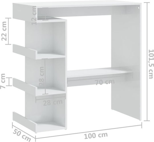Tisch Bar Holz White 100x50x101.5cm