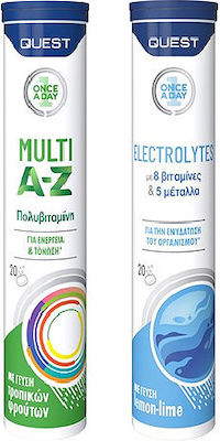 Quest Once A day Multi A-Z Vitamin für Energie & Unterstützung des Immunsystems Multiflavoured - Vielfältig 2 x 20 Brausetabletten