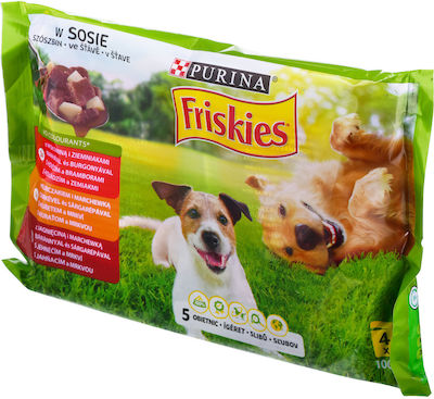 Purina Friskies Canned Wet Dog Food with Meat 4 x 100gr