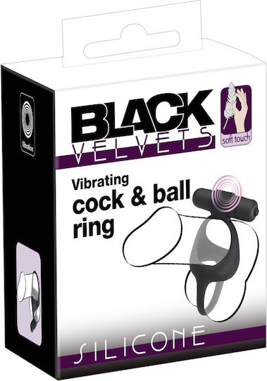 You2Toys Orion Black Velvets Vibrating Cock Ring Cocoș și testicule Silicon Black
