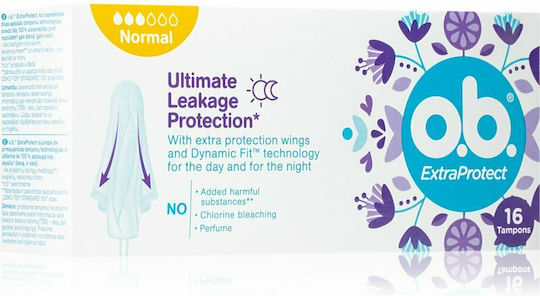 O.B. Extra Protect Ultimate Leakable Protection Tampons for Normal Flow 16pcs