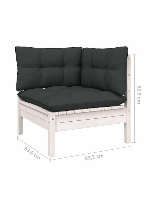 Ecksofa Außenbereich Holz mit Kissen 63.5x63.5x62.5cm