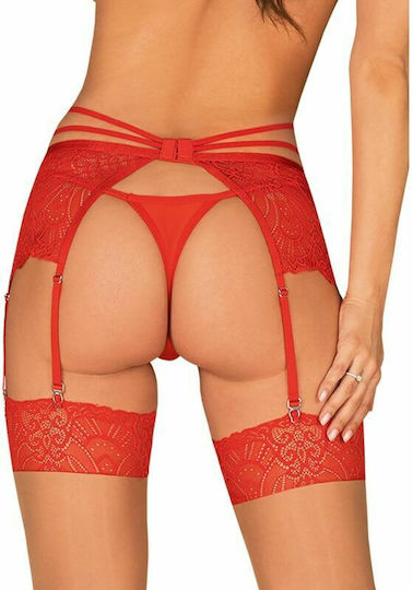 Obsessive Loventy Strumpfbänder mit Spitze Garter Belt Rot