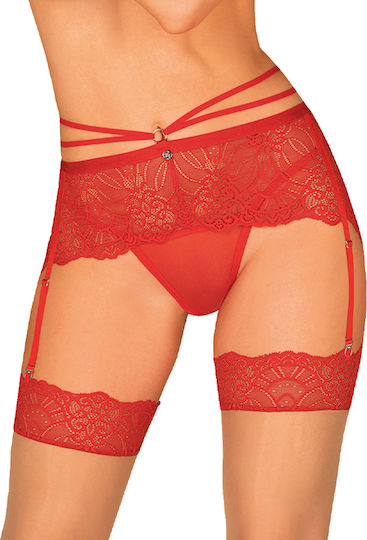 Obsessive Loventy Strumpfbänder mit Spitze Garter Belt Rot