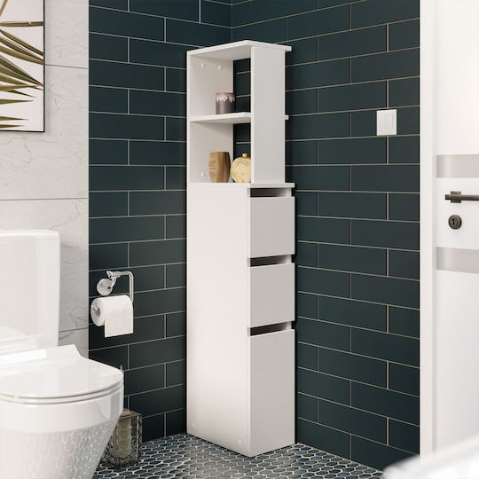Polihome Roza Στήλη Μπάνιου Δαπέδου Μ33xΒ20xΥ136cm Λευκή