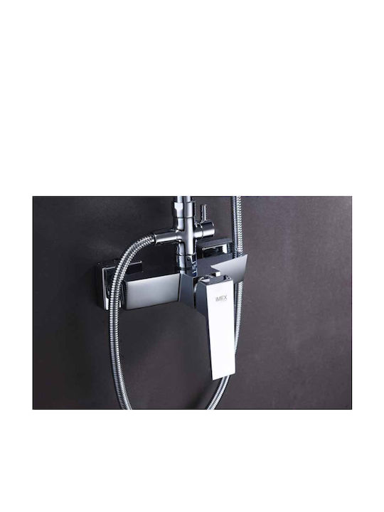 Imex Art Adjustable Shower Column with Bathtub Mixer 93.5-130cm Silver