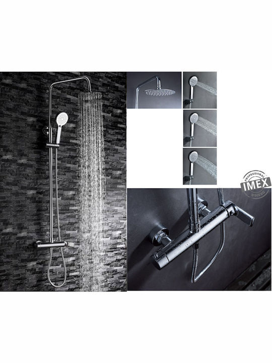 Imex Nassau Adjustable Shower Column with Bathtub Mixer 87-123cm Silver