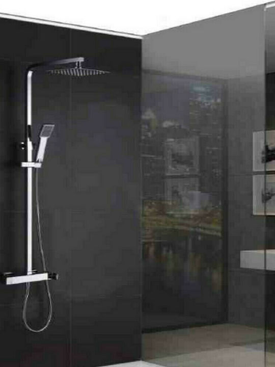 Imex Fiyi Ρυθμιζόμενη Στήλη Ντουζ με Μπαταρία 87- 131cm Ασημί