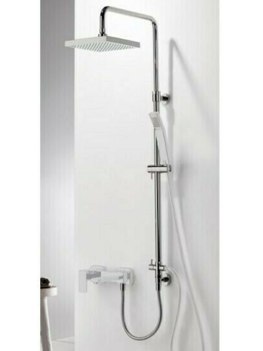 Eurorama Square Adjustable Shower Column without Mixer 84-144cm Silver