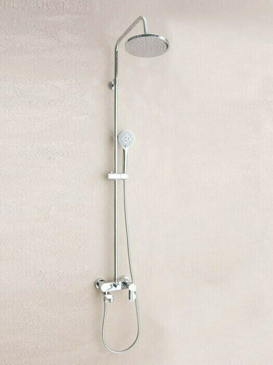 Tema Roma Adjustable Shower Column with Mixer 118-156cm Silver