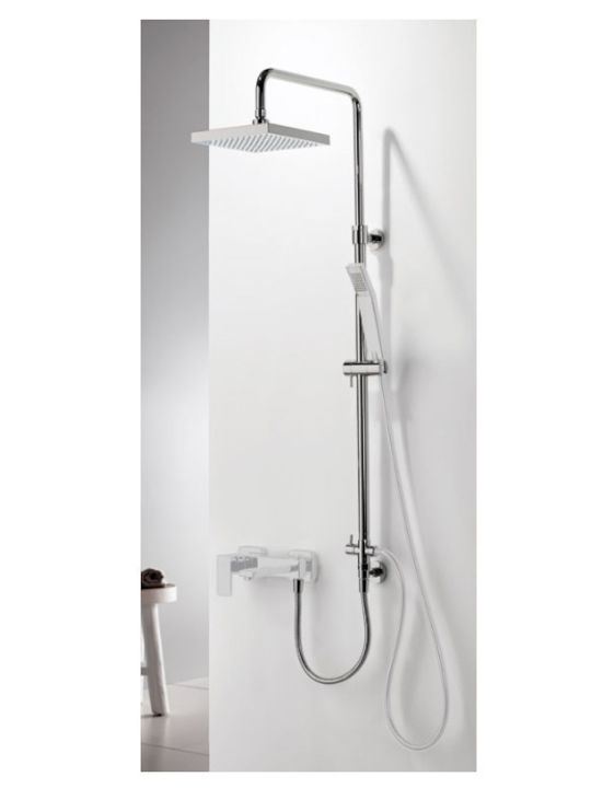 Eurorama Square Höhenverstellbare Duschsäule ohne Batterie 84-144cm Silber