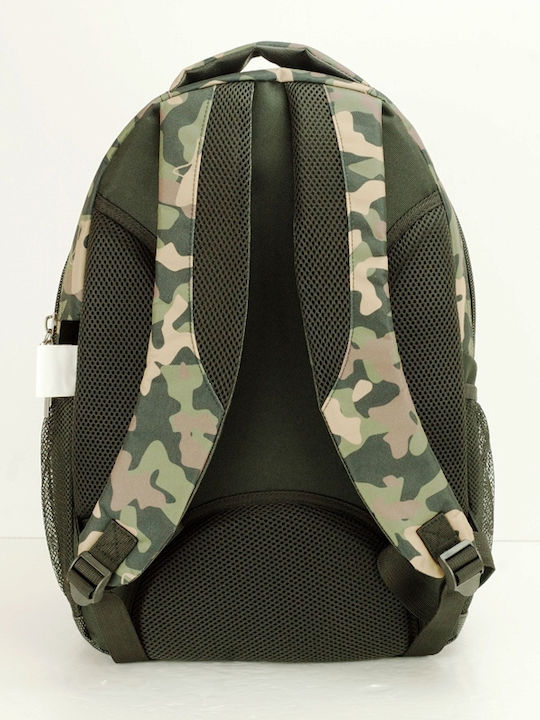 Maui & Sons Maui Shark Camouflage School Bag Backpack Junior High-High School Brown with Water Bottle Holder 30Liters