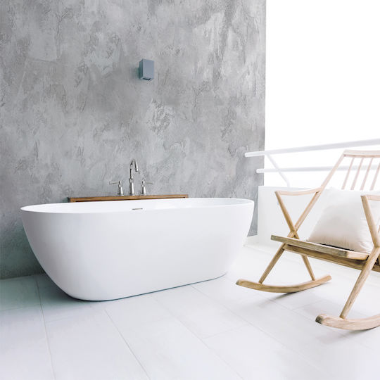 Sirene Cusco Freistehende Badewanne Marmor 165x85cm Weiß Matt