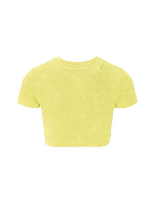 Kurzärmeliges Crop-Top Gelb