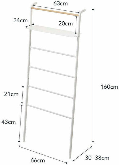Yamazaki YMZK Floor Standing Bathroom Ladder with 6 Positions ​66x160cm White